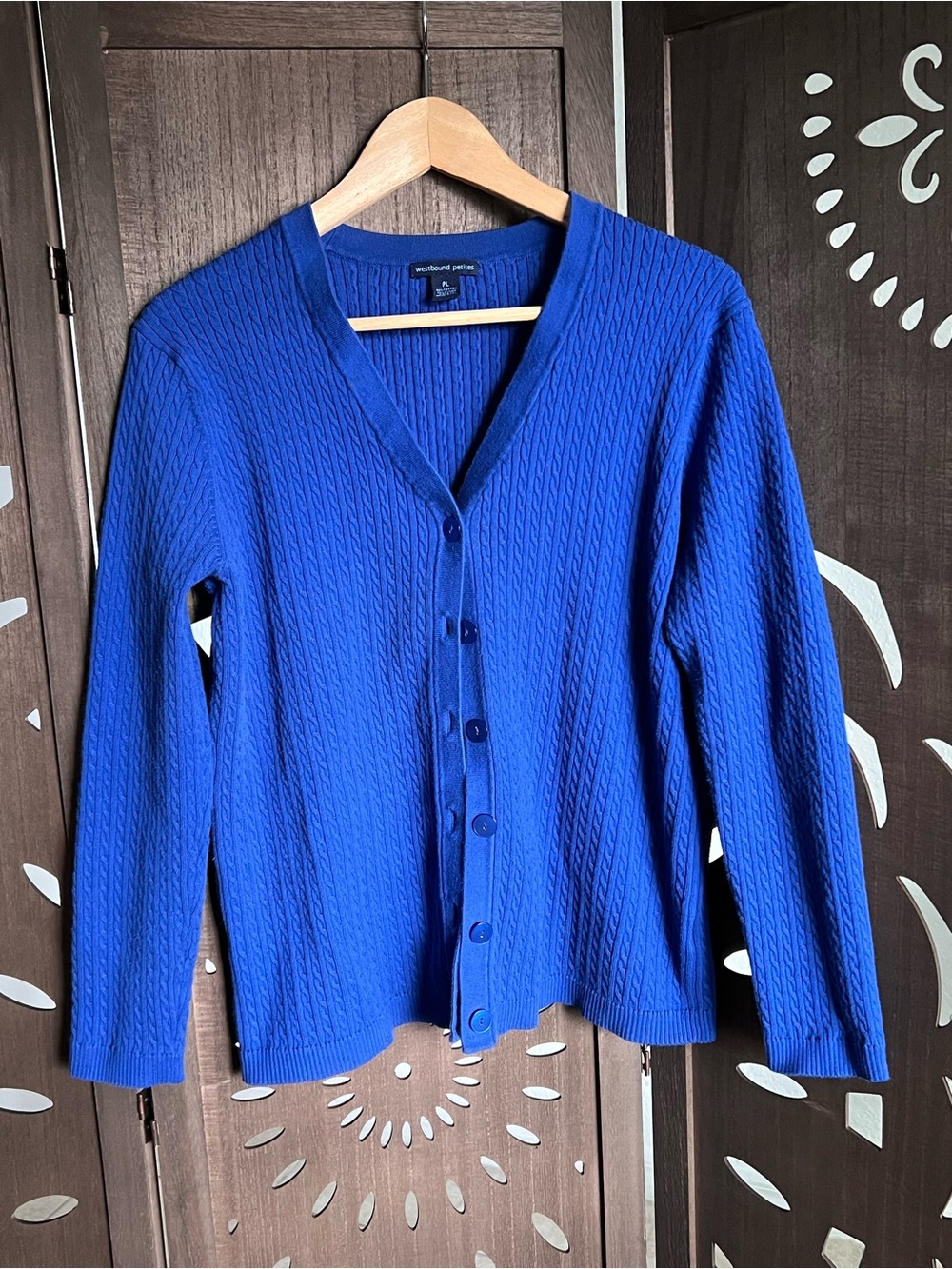 Westbound Royal Blue Cable-Knit V-Neck Cardigan